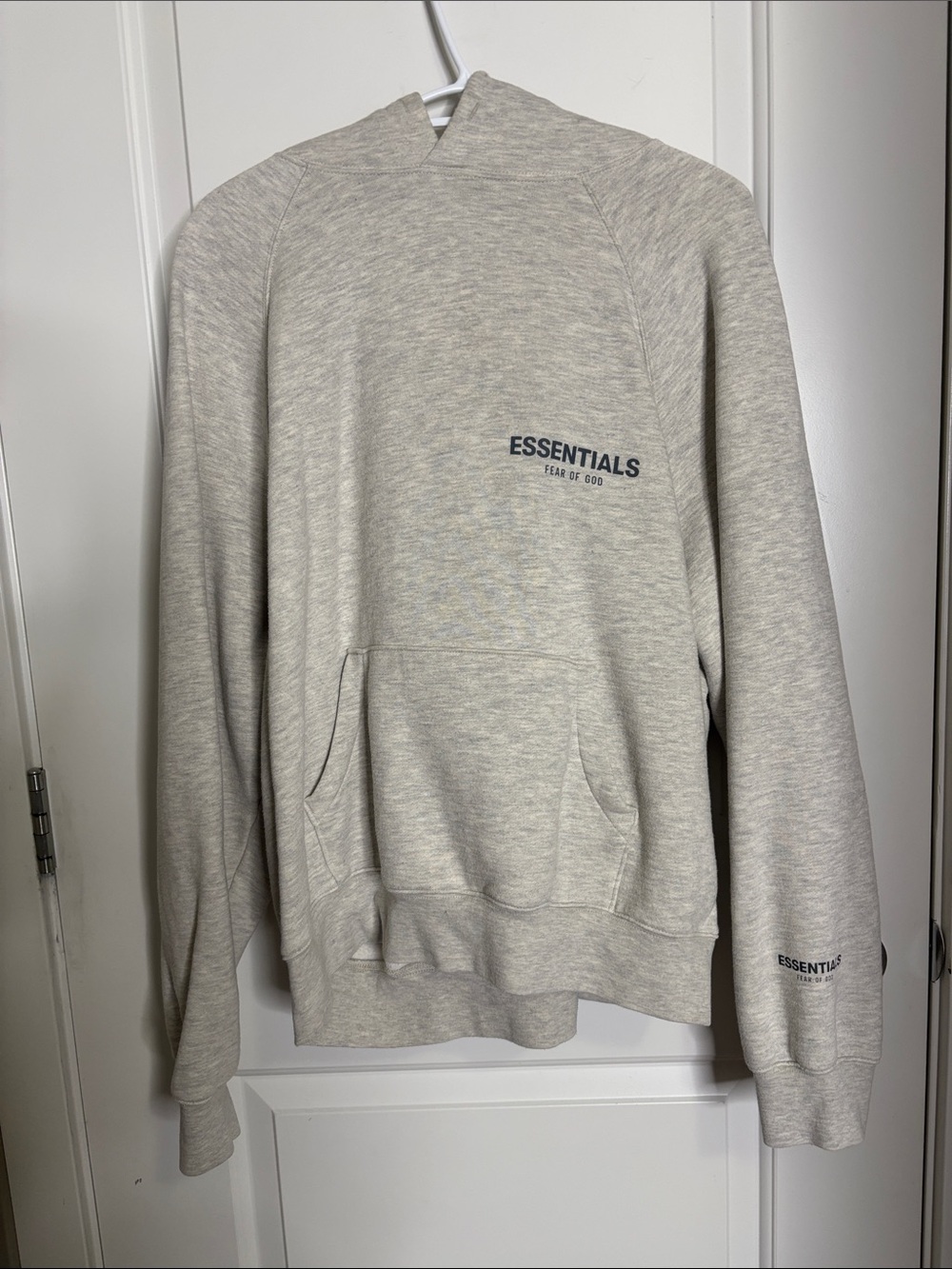 Essentials Men’s Heather Light Gray  Hoodie with Logo